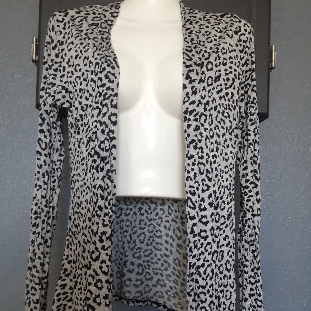 Black and Gray Leopard Print Cardigan size Medium